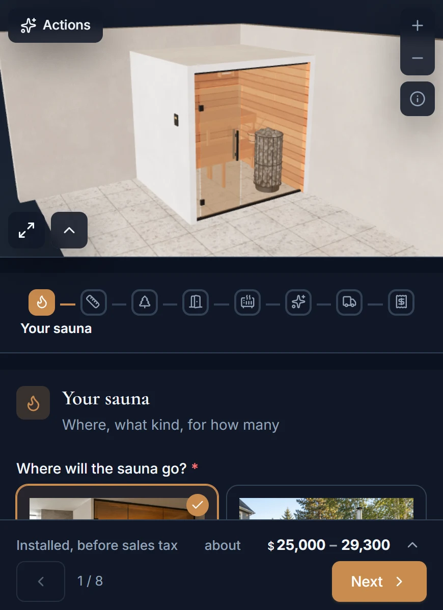 Quote form of North Shore Sauna Works