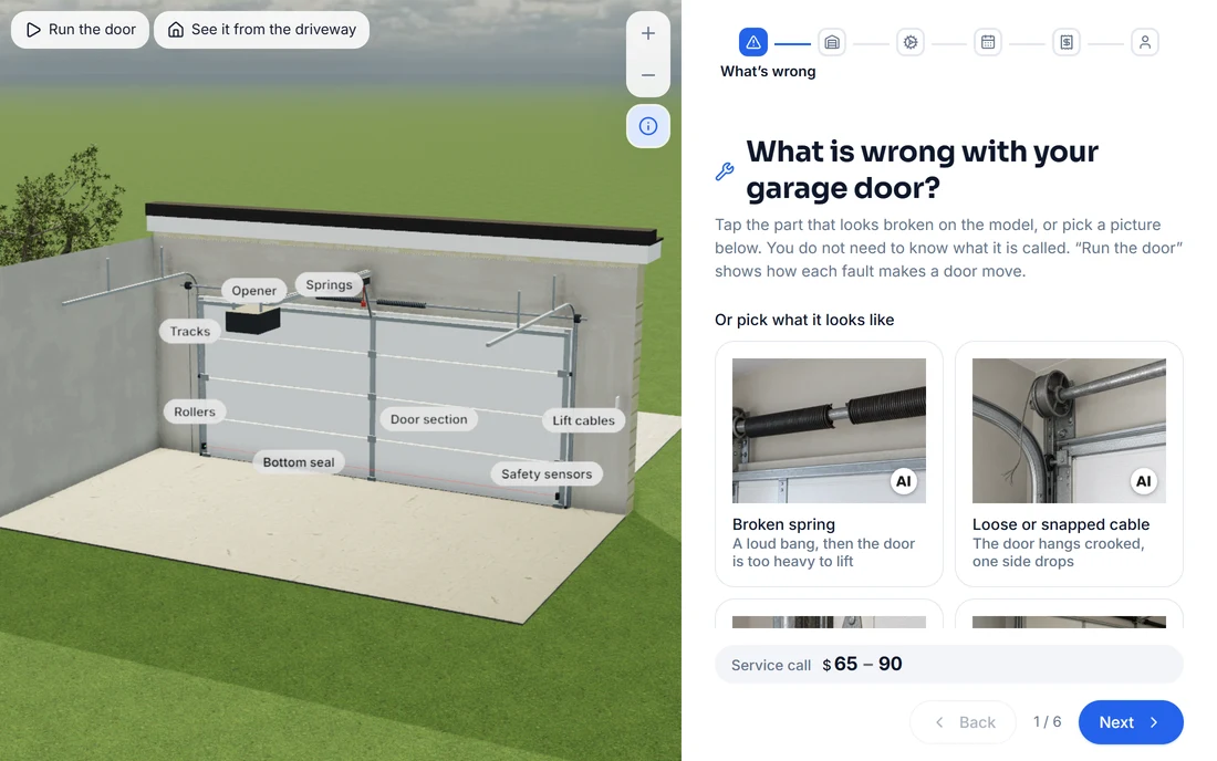 Interactive form: Garage door repair