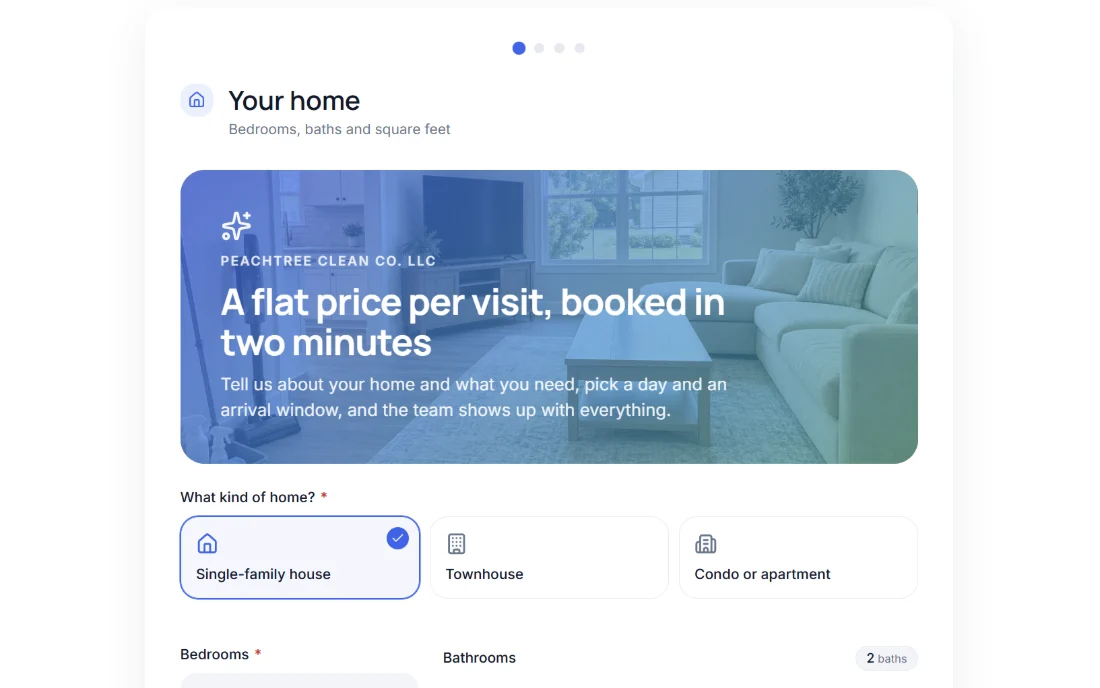 House cleaning quote and booking