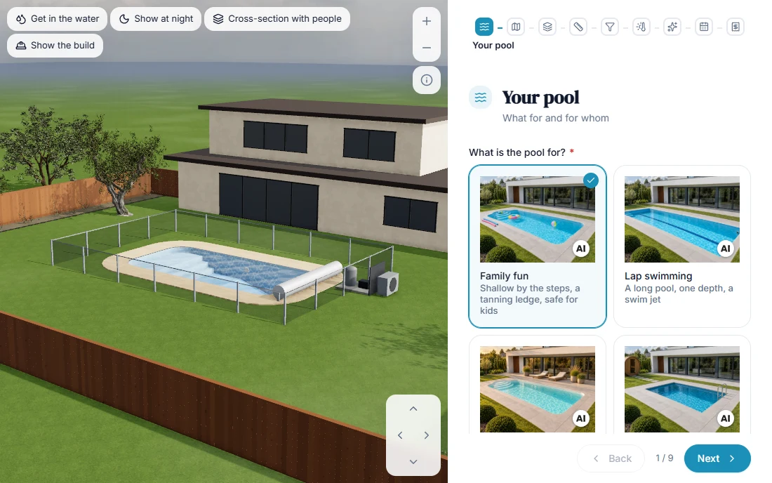 Interactive form: Inground pools