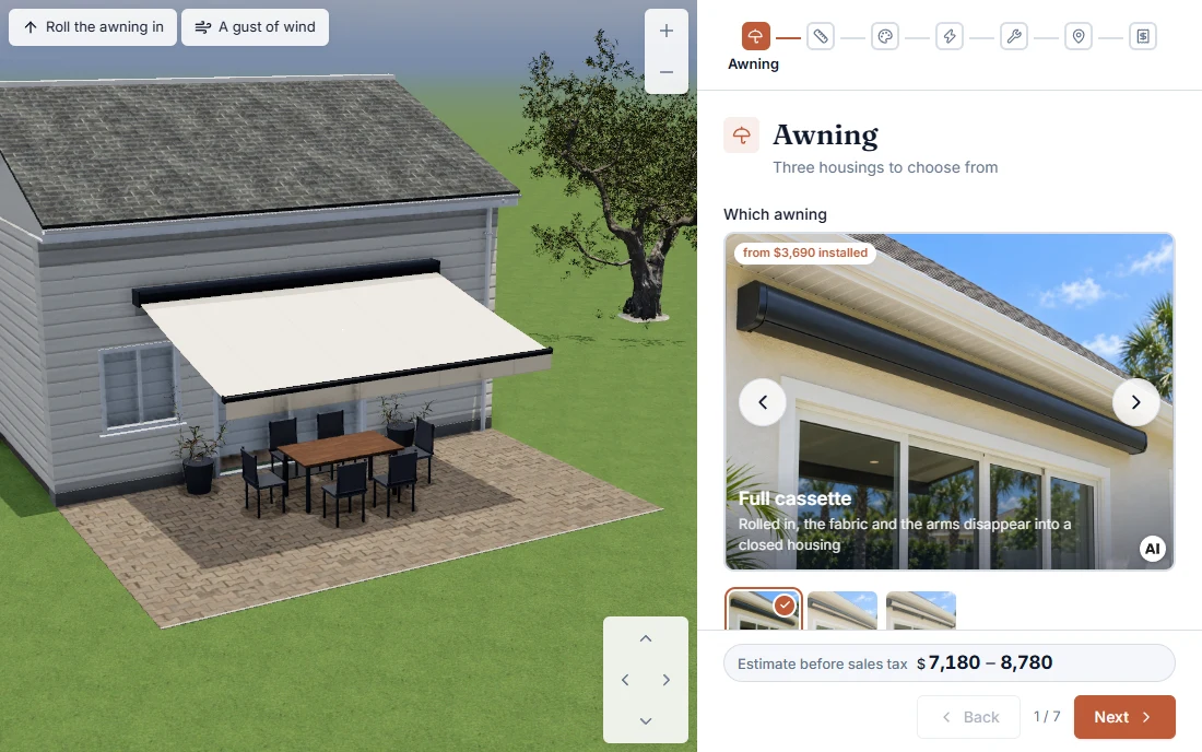 Interactive form: Retractable awnings