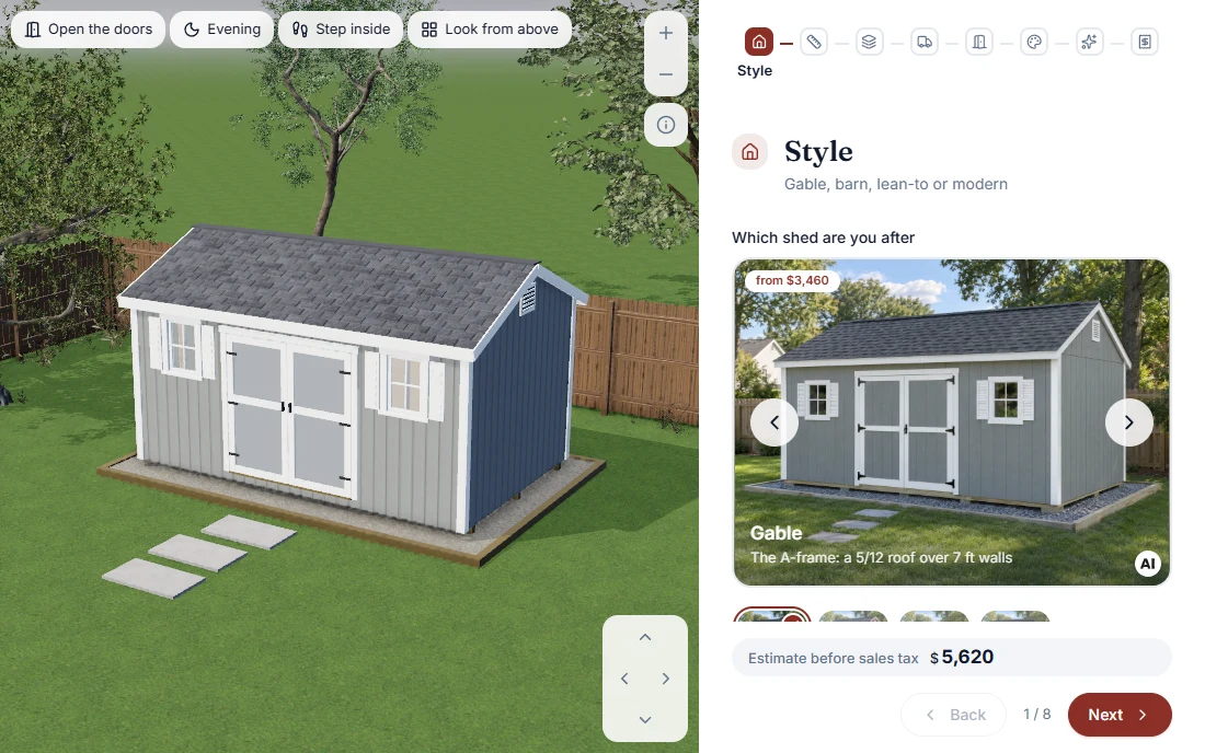 Interactive form: Storage sheds